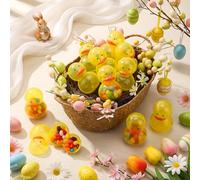 Amyhill 24 Pcs Easter Eggs 2.5 Colorful Plastic Yellow Ducks Easter Eggs Bulk DIY Crafts Egg Hunt Basket Bag Empty Stuffers Fillers for Hunt Prizes Gifts Party Favor