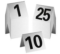 Amyhill 25 Pcs Metal Table Numbers Aluminum Restaurant Table Tent 1-25 Stackable Place Cards for Food Service Cafes Bars Wedding Reception Gatherings, 2.36 x 2.17 Inches