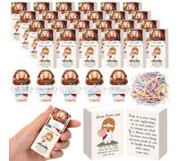 Amyhill 25 Set Christian Valentine Gift Bulk Mini Jesus Loves You Figures Gifts Small Pocket Jesus with Match Storage Box for Easter Sunday School Church Religious Party Favors Faith Decor (Stylish)