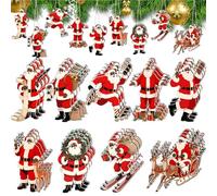 Amyhill 27 Pcs Black Santa Christmas Ornament African American Christmas Decorations Black Santa Claus Xmas Ornaments African American Father Xmas Ornaments for Wooden Signs (Cute)