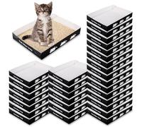 Amyhill 30 Pack Disposable Cat Litter Box 13.8x10x2in Foldable Paper Kitty Trays Bulk Portable Water Proof Cardboard Boxes for Cats Rabbits Guinea Pig Hamster Pets Travel Indoor Supplies(Black)