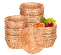 Amyhill 30 Pack Woven Bread Baskets Bulk 7 Inch Plastic Fruit Bread Basket Food Vegetables Storage Basket Small Empty Gift Baskets for Home Restaurant Kitchen Food Serving Storage Display Decor