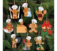 Amyhill 30 Pieces Christmas Baking Tool Ornament Hanging Baking Gingerbread Decorations Farmhouse Chef Bakers Apron Ornament Wooden Christmas Tree Decoration Set for Xmas Tree Home Decor
