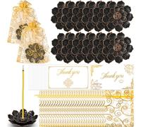 Amyhill 36 Pack Indian Return Gifts for Pooja Bulk Diwali Gifts Bulk Lotus Incense Burner Stick Holder Double Layer Design with Organza Bags and Thank You Cards Indian Return Gift (Bronze)