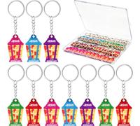 Amyhill 50 Sets Christian Keychains Bulk, Jesus Is The Guiding Light Lantern Charms, UV Printed Poplar Wood Key Rings for Vbs, Sunday School Prizes, Church Outreach, Baptism Party Favors