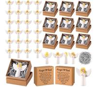 Amyhill 50 Sets Little Guardian Angel Figurines Catholic Gift Bulk Mini Angel Figurines with Match Storage Box Pocket for Coworkers Church Sunday School Students Religious Gift