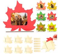 Amyhill 6 Pcs Fall Crafts Wooden Maple Leaf Photo Frames Autumn Gifts for Friends DIY Maple Leaf Shaped Unfinished Wooden Photo Frames Autumn Thanksgiving Party Event Decorations