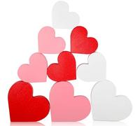 Amyhill 9 Pcs Wooden Hearts Valentines Decorations Wood Heart Blocks Tiered Tray Decor Red Pink White Wooden Heart Shaped Love Sign for Home Party Table Decor Office Shelf Door