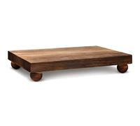 Amyhill Wood Pedestal Stand Kitchen Soap Tray Farmhouse Wooden Riser Stand for Kitchen Bathroom Counter Table Decor Plant Candle Vases Display (Dark Brown, 9 x 6 Inch)