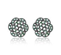 Amyjane Bohemian Western Cluster Flower Stud Earrings Black Green Geometric Vintage Statement Boho Earrings for Women Retro Stud Jewelry for Prom Party