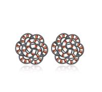 Amyjane Bohemian Western Cluster Flower Stud Earrings Black Orange Geometric Vintage Statement Boho Earrings for Women Retro Stud Jewelry for Prom Party