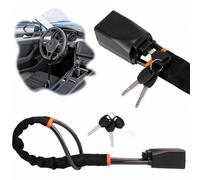 AMYLIAGAN Steering Wheel Lock, Universal Car Steering Wheel to Seat Belt Lock with 3 Keys, High Visibility Double Car Anti Theft Device Fits Most Vehicles, Trucks, SUVs, and Vans (Black)