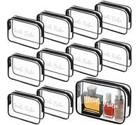 Amylove 10 Pcs Bride Tribe Cosmetic Bag Clear Makeup Bags Toiletry Bag Makeup Travel Cosmetic Makeup Bag Clear PVC Travel Bags for Wedding Party Bridesmaid Proposal Bridal Gift, Black