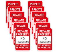 Amylove 12 Pack 12 x 18 Inch Large Private Property No Trespassing Sign Violators Will Be Prosecuted Signs Metal Aluminum Warning Signs for Property, Weather Resistant, Waterproof