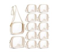 Amylove 12 Pcs Clear Crossbody Bag Stadium Approved TPU Transparent Bags with Adjustable Strap for Concerts Sports Men Women, White, Clear Bag
