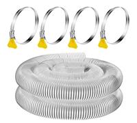 Amylove 4 Inch, 10 ft Heavy PVC Dust Collection Hose, Flexible Clear PVC Fume Hose with Stainless Steel Wire Coil and Clamp, Puncture Resistant Vacuum Fittings Dust Collector Accessories