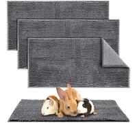 Amylove 4 Pcs Guinea Pig Cage Liner Bedding Washable Fleece Pee Pads Reusable Training Mat Small Animal Sleeping Bed for Pigs Rabbit Bunny Hamster (14 x 28 Inch, Dark Gray)