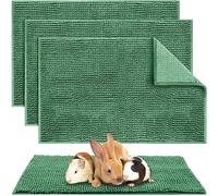 Amylove 4 Pcs Guinea Pig Cage Liner Guinea Pig Bedding Washable Fleece Pee Pads Reusable Small Animals Training Mat Small Animal Sleeping Bed for Bunny Hamster(Dark Green,16 x 24 Inch)