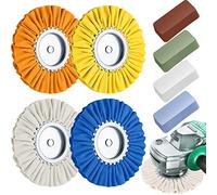 Amylove 8 Pcs 8" Airway Buffing Wheel Kit, Aluminum Wheel Polishing Compound, Safety Flange, Bright Color, Cloth, Metal, Rouge, for Angle Grinder, 5/8" Arbor Hole, Max 3000 RPM