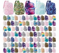 Amylove Backpack Bulk Lightweight Wholesale Backpacks Printed Book Bag in Bulk for Donations Giveaways, Eclectic Color, 17 Inch, Backpack