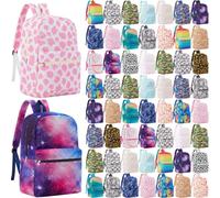 Amylove Backpack Bulk Lightweight Wholesale Backpacks Printed Book Bag in Bulk for Donations Giveaways, Eclectic Color, 17 Inch, Backpack