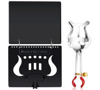 Amylove Flip Folio Folder Black Flip Folder Pages and Trumpet Lyre Set Music Flip Folder with 2 Binder Rings 20 PVC Waterproof Window Pages Silver Lightweight Lyre Instrument Accessories