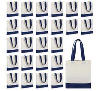 Amylove Mini Tote Bag Sublimation Blank Canvas Tote Bags Reusable for Grocery Shopping, DIY, Easter Party Favor Gift Bags, White With Blue Handle, 8.5 x 8 Inch