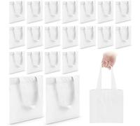 Amylove Mini Tote Bag Sublimation Blank Canvas Tote Bags Reusable for Grocery Shopping, DIY, Easter Party Favor Gift Bags, White, 8.5 x 8 Inch