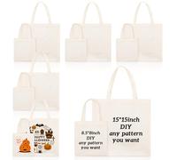 Amylove Mini Tote Bag Sublimation Blank Canvas Tote Bags Reusable Grocery Luggage DIY Sack Goody for Party Even(15 x 15 Inch,8.5 x 8 Inch,Natural Color,12 Pcs)