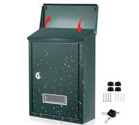 Amylove Weatherproof Mail Boxes with Key Lock, Security Locking Wall Mount Metal Mailbox with Slot for Outside, Large Capacity for Mail, Packages, Donations, Voting 11.8" H x 8.3" L x 2.8" W, Green