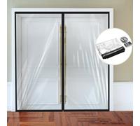 Amylove Zipper 72 x 80 Inch Dust Barrier Door Kit Construction Door Barrier 6 x 6.7 ft Reusable Plastic Curtain Cover Containment Standard Doorway Temporary Wall Screen Sheeting for Bathroom Hallway