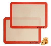 AMYONE Quarter Sheet Silicone Baking Mat, 2 Pcs Non-Stick Silicone Baking Mats Cookie Sheet for 9x13 Baking Pan, Reusable Baking Sheet Liners Compatible with Nordic Ware Naturals Quarter Sheet