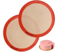 Round Silicone Baking Mats for 10 inch Cake Pan, 10 Inch Cake Mat/Tortilla Press Liner/Pizza Mat/Dough Mat for Cake/Tortilla/Pie/Pizza/Dough/Pastry, Food Grade Non-Stick Reusable(Round 9.65", 2PCS)