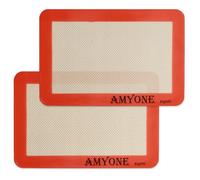 AMYONE Silicone Baking Mat for 1/8 Sheet Pan, Eighth Non-Stick Silicone Baking Sheet Liner for Cookie Macaron Bread Pastry, Food Grade Silicone Mat for 9 x 7-inch Small Toaster Oven Tray, 2 PCS