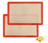 AMYONE Silicone Baking Mat for Jelly Roll Pan, Non-Stick Silicone Baking Sheet Liners Compatible with Nordic Ware Naturals Jelly Roll Pans, 2 Pcs Food Grade Baking Mats for 10 x 15-inch Swiss Roll Pan