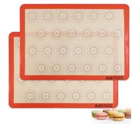 AMYONE Silicone Baking Mat Non-Stick Reusable Silicone Rectangle Baking Mat Orange 2 Pack 18x13 Inches