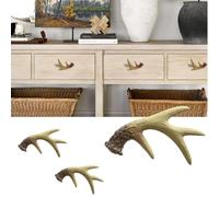 Amyoxu Antlers Drawer Pulls Deer Horn Resin Cabinet Knobs Handles Country Kitchen Home Decoration (Pack of 6)