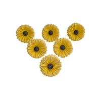 Amyoxu Daisy Vintage Resin Hand Painted Drawer Pulls Cabinet Knobs Handles Country Kitchen Home Decoration Yellow (Pack of 6)
