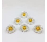 Amyoxu Daisy Vintage Resin Hand Painted Drawer Pulls Cabinet Knobs Handles Country Kitchen Home Decoration White (Pack of 6)