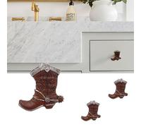Amyoxu Western Cowboy Horseshoe Vintage Drawer Pulls Rustic Horse Shoes Boots Resin Cabinet Knobs Handles Country Kitchen Home Decoration (Pack of 6)