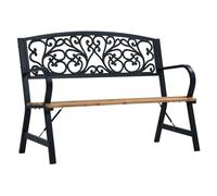amyra wooden garden seating bench with steel frame in black