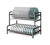 AMYSTY Dish Drying Rack Easy Clean Kitchen Counter 2 Tier Large Dish Drying Dryer Rack Stainless Steel Drainer Storage Shelf For Small Kitchens(53.7 * 30 * 41.2cm)