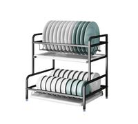 AMYSTY Dish Drying Rack Easy Clean Kitchen Counter 2 Tier Large Dish Drying Dryer Rack Stainless Steel Drainer Storage Shelf For Small Kitchens(40.7 * 30 * 41.2cm)