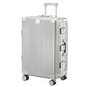 AMYSTY Luggage Carry-on Suitcases Aluminum-Framed Hardshell Suitcase with Three Combination Locks Durable Lifting Rod(Silver,24inch)