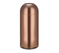 AMYSTY Outdoor Bin Commercial Trash Can Dustbin Open Top Dome Trash Can Commercial Metal Trash Can For Hotel Mall Cafes Outdoor Dustbins 48L Hotel Garbage Bin Waste Bin(Rose Gold)