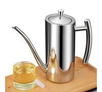 AMYSTY Stainless Steel Olive Oil Dispenser, Exquisite Stainless Steel Drip Over Coffee Kettle with Long Narrow Spout, Kitchen Storage Container (Size:1000ml,Color:Silver)