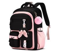 Amythe Girls School Backpack Suitable for 1st - 5th Grade Classroom Ergonomic School Backpack with Reflective Stripes - Casual Backpack for Girls with Cute Pendant, pink
