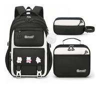Amythe Set School Backpack Girls 3rd to 7th Grade, 2025 School Bag with Lunch Bag Pencil Case for School Travel for 15.6 Inch Laptop YTK6858, black, Backpack Backpacks