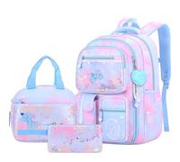 Amythe Set School Backpack Girls Teenagers 3-Piece 2025 School Bag with Lunch Bag Pencil Case High School for School Travel for 15.6 Inch Laptop 9264, blue