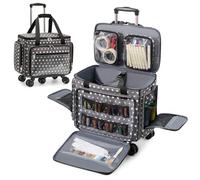 Amythe Sewing Machine Case with Wheels, Rolling Sewing Machine Carrying Case with Removable Bottom Pad, Trolley Tote Bag on Wheels, Compatible with Singer, Brother & Janome, Olive Grey